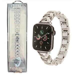SARINA Black Label Metal Watch Band For Apple Watch Fits 38MM 40MM 41MM Silver